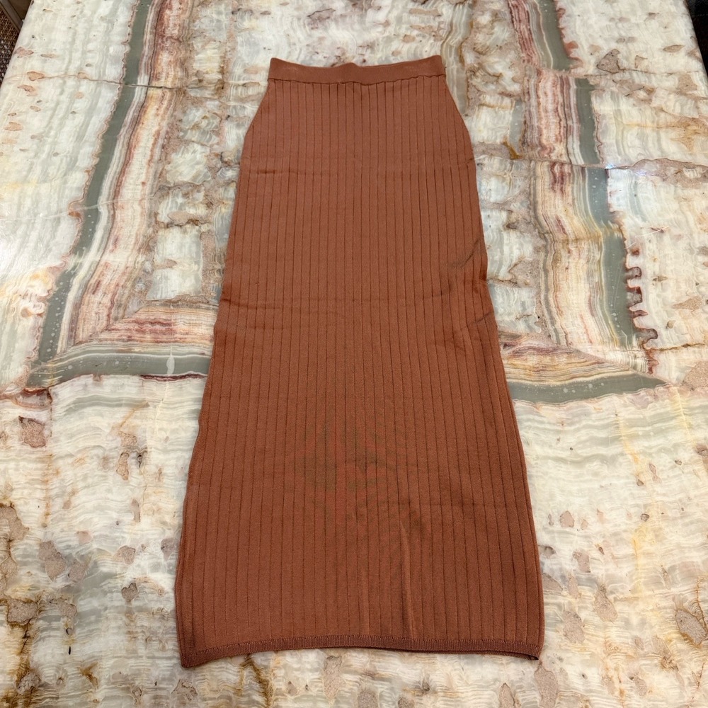 Free People Ribbed Knit‎ Tube Midi Skirt Brown XS/P